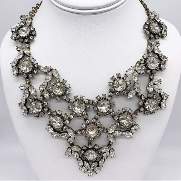 J. Crew Jeweled Flower Bib Necklace - Picture 1 of 4